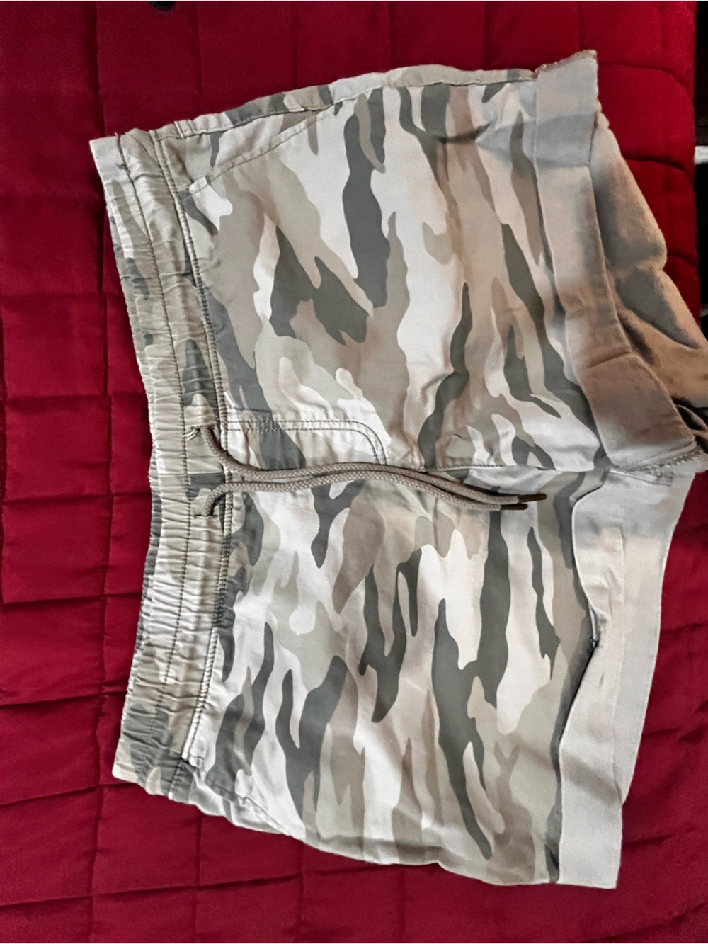 Time and Tru Women's Camo Cargo Shorts in Gray and Tan